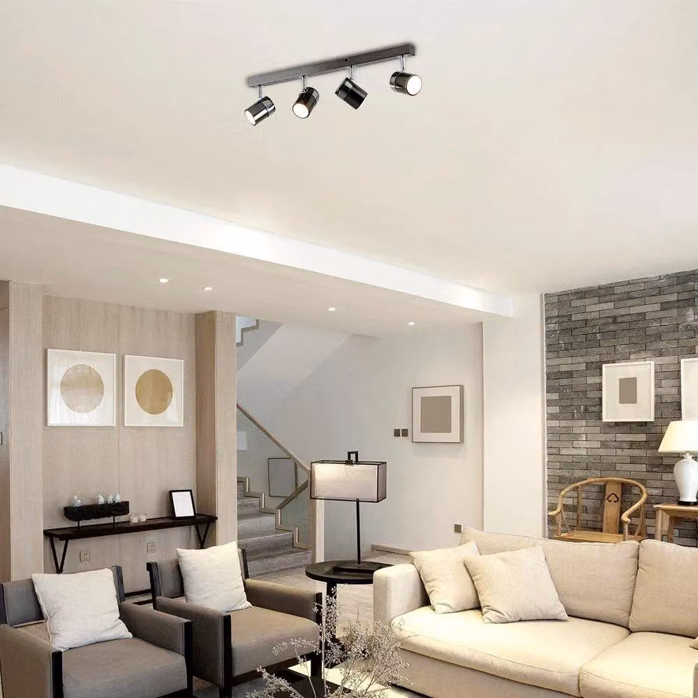 ValueLights Rosie 4 Way Adjustable Ceiling Bar Spotlight in Black and Chrome Metal – 3