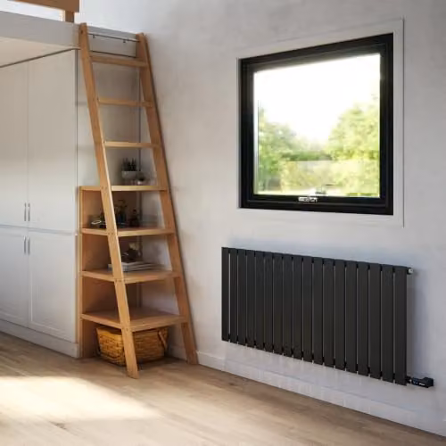 UK Radiators Typhoon Black Horizontal Designer Electric Radiator with WIFI and App Control W: 122.4 cm, H: 60.0 cm – 3