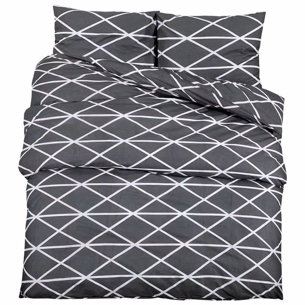 Berkfield Home Elegant Grey Cotton Duvet Cover and Pillowcase Set, W/D/H: 200 x 200 cm and 60 x 70 cm – 3