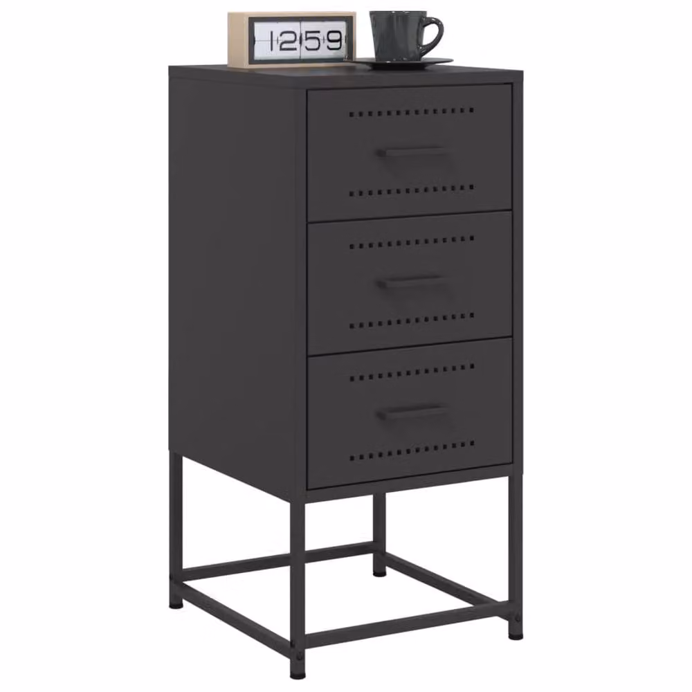 Berkfield Home Set of 2 Black Industrial Steel Bedside Cabinets, W/D/H: 36 x 39 x 78 cm – 3