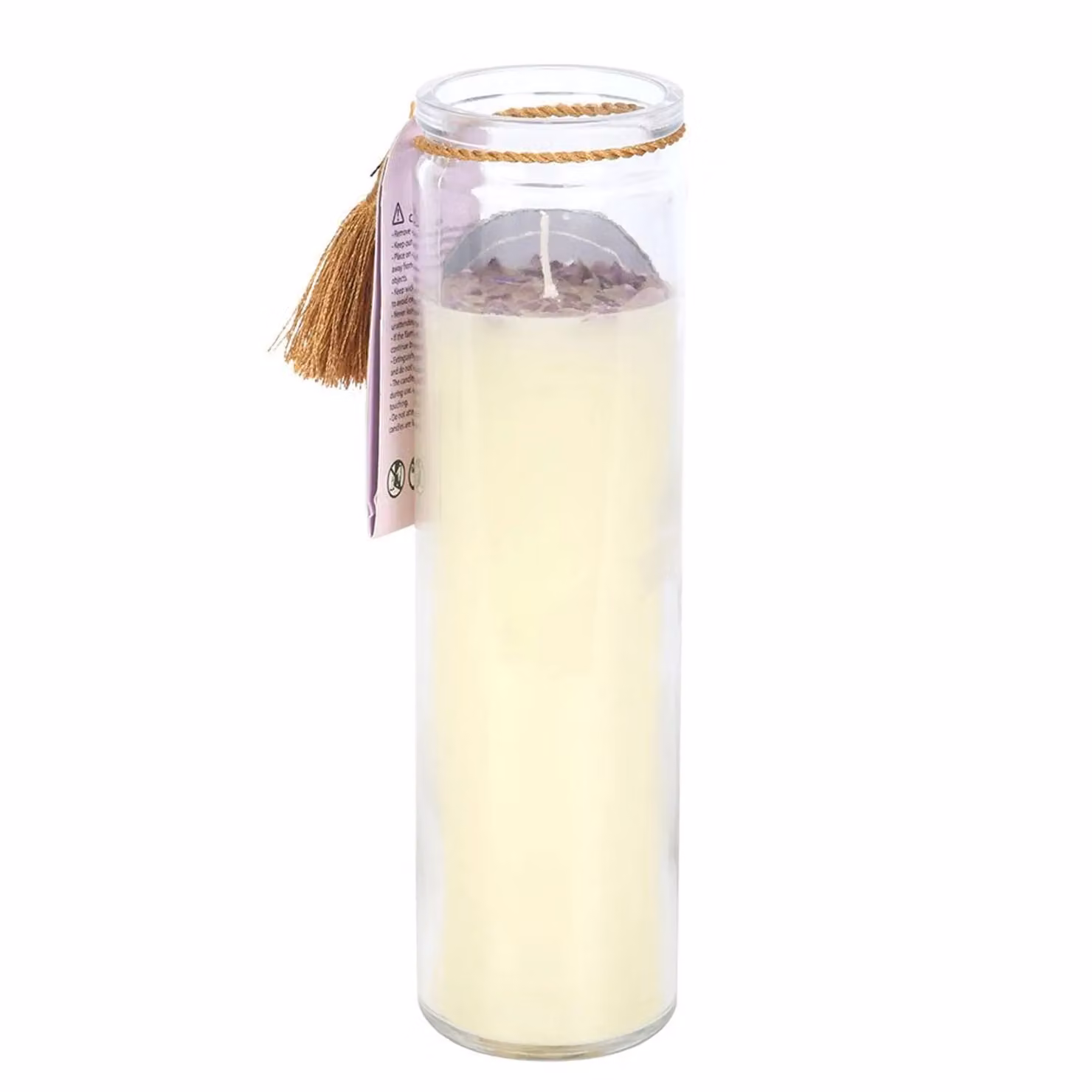 Something Different Selene Amethyst Crystal Tube Candle in Beige