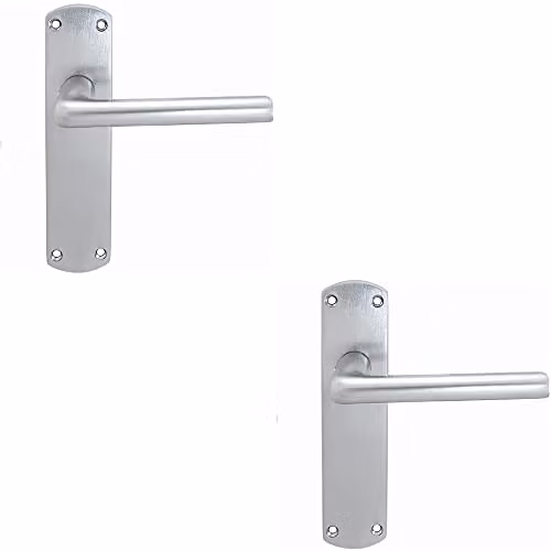 Loops 2 Pack Rounded Straight Bar Handle on Latch Backplate, Chrome, W: 17 cm, H: 4.2 cm