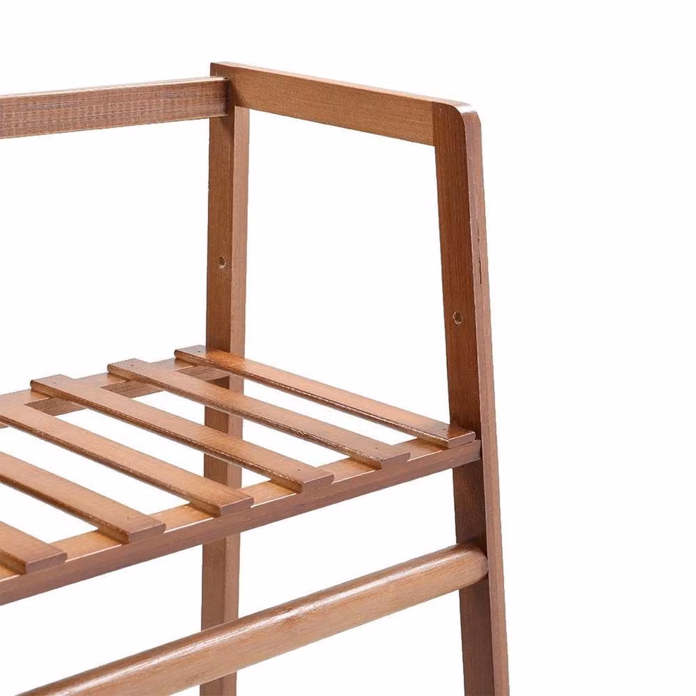 NESTLUNE Large Bamboo Ladder Hanging Clothes Rail Garment Rack in Brown – 3