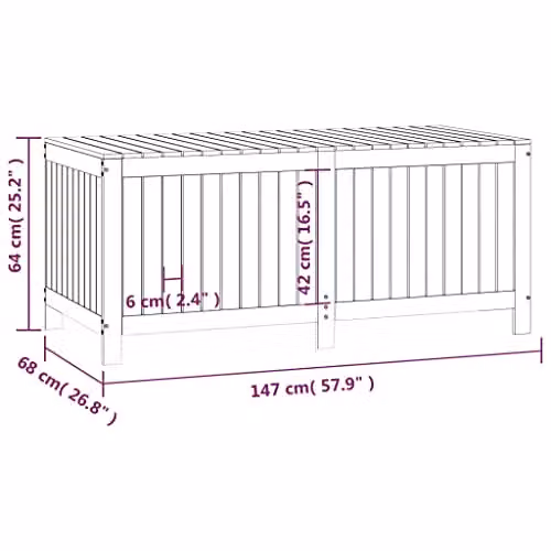 vidaXL Rustic Grey Garden Storage Box in Solid Pine Wood W/D/H: 147 x 64 x 64 cm – 3