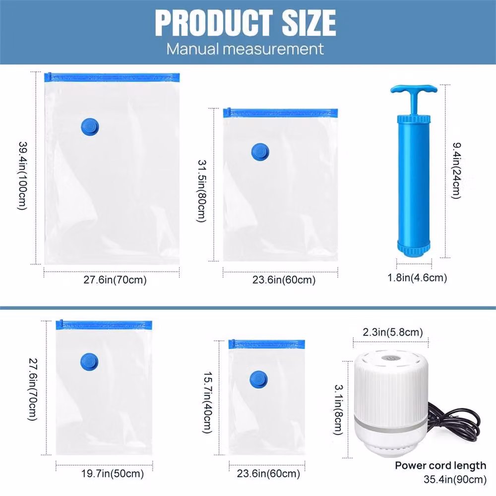 SPETLEK 12 Pack Vacuum Storage Bags with Hand and Electric Pump in Clear – 2