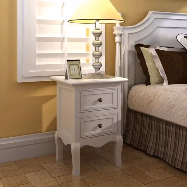 Berkfield Home Set of 2 White MDF Nightstands with 2 Drawers – 1