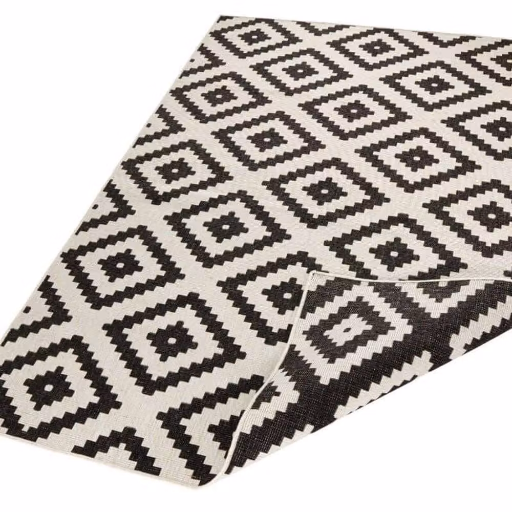 THE RUGS Malta Reversible Indoor Outdoor Flatweave Polypropylene Rug in Black, W/L: 80 x 250 cm – 3