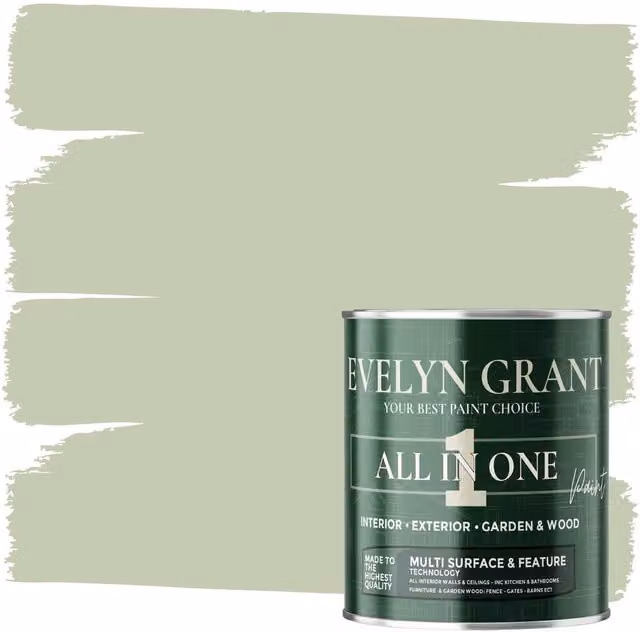 Evelyn Grant All-In-One Multi-Surface Matt Paint, Sage Green, 0.5 l