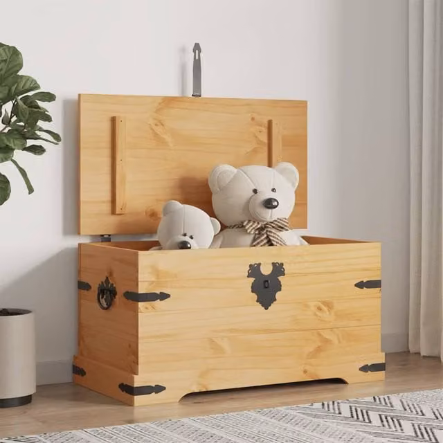 Berkfield Home Corona Range Mexican Pine Storage Chest in Brown, W/D/H: 91 x 49.5 x 47 cm