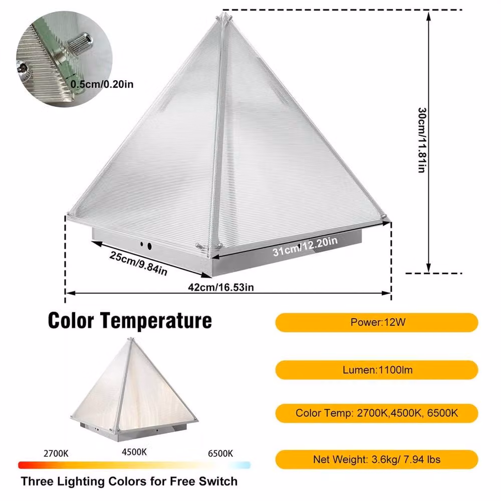 FLAVORA White Triangular Pyramid Table Lamp with Glass Design – 2