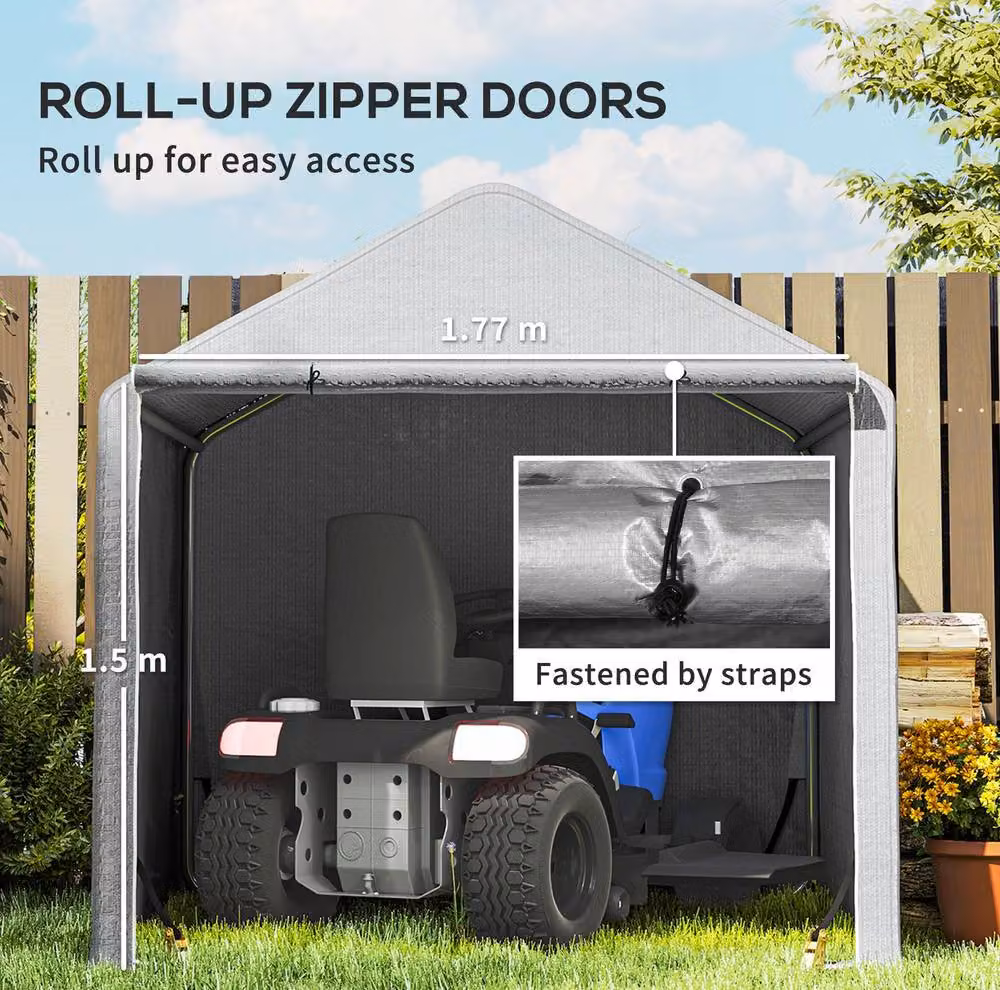 STILVORA Steel Garden Storage Shed in Grey, W/D/H: 200 x 200 x 200 cm – 3