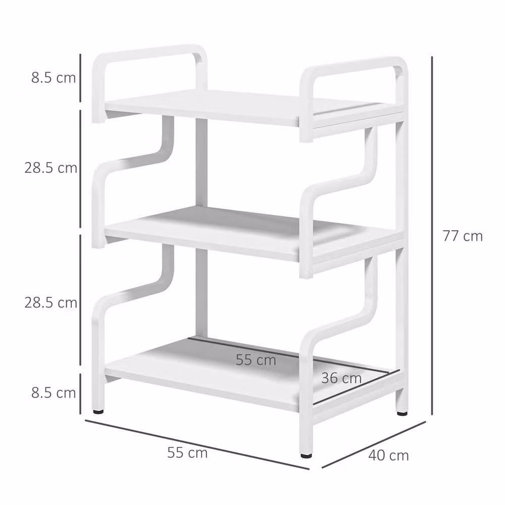 STILVORA 3 Tier Metal Printer Stand with Shelves in White – 2