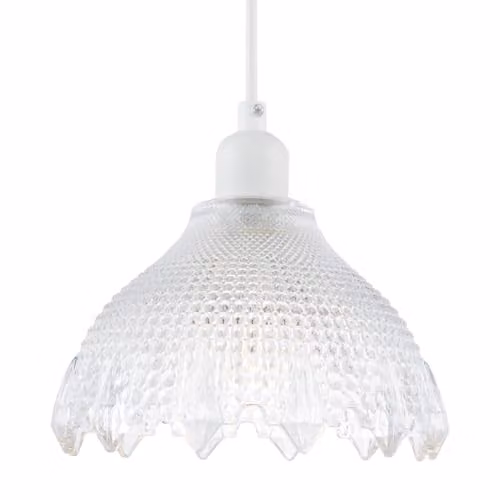 Happy Homewares Classic Ornate Round Clear Glass Pendant Light Shade with Moulded Design, W: 20 cm, H: 14 cm – 1