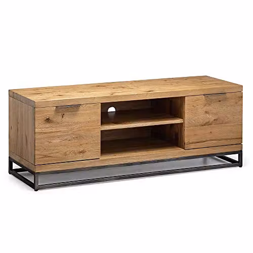 Julian Bowen Brooklyn Industrial Oak and Metal TV Unit, W: 120 cm, D: 40 cm, H: 50 cm