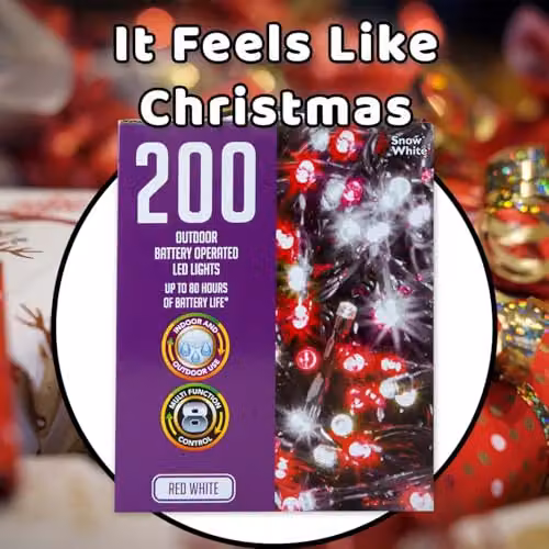 VFM e-Store Christmas String Lights with 200 Bulbs in White, Red and Multicolour – 8