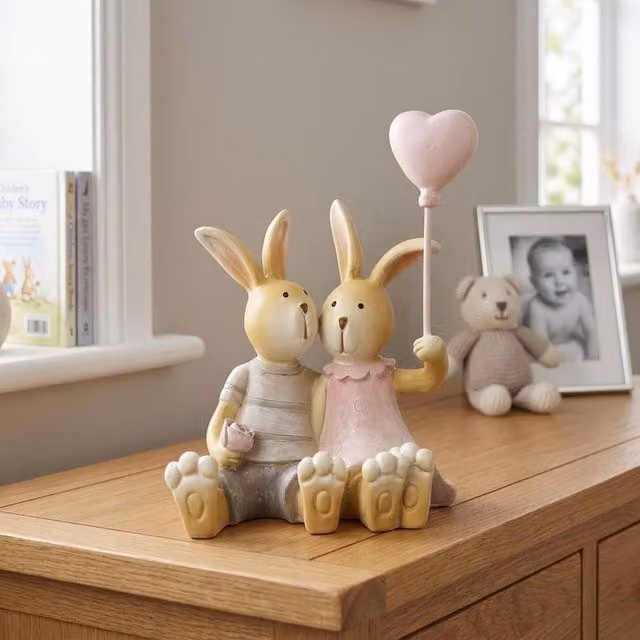 Garden Greatness Multicolour Spring Rabbits with Love Heart Tabletop Decoration