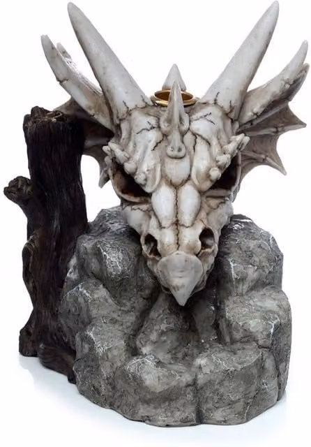 KDMK Dragon Skull Backflow Incense Burner in White and Grey