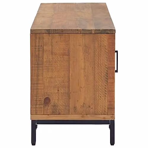 vidaXL Solid Pinewood TV Cabinet in Brown, W/D/H: 110 x 35 x 48 cm – 4
