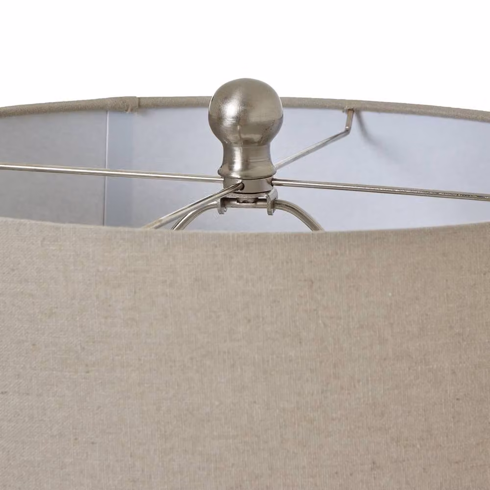 Wyld Haus Lautrec White Geometric Dots Ceramic Table Lamp with Beige Fabric Shade – 3