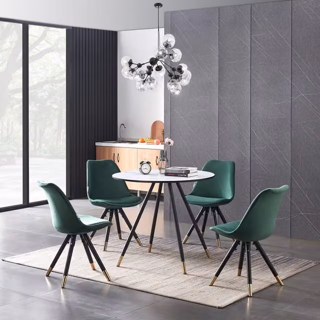 Life Interiors Sofia Dorchester Dining Set with Round Table and 4 Chairs in Green – 3