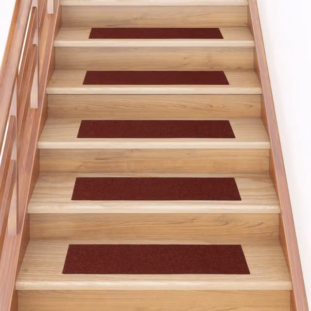 Berkfield Home Self-adhesive Rectangular Stair Mats, Red, 15 Pieces, W: 76 cm x D: 20 cm – 1