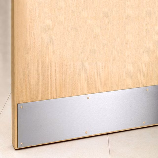 Dzina Stainless Steel Kick Plate in Silver with Screws, W: 32.5 cm, H: 15.0 cm