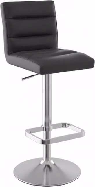 netfurniture Swank Brushed Steel Kitchen Swivel Bar Stool in Black Faux Leather