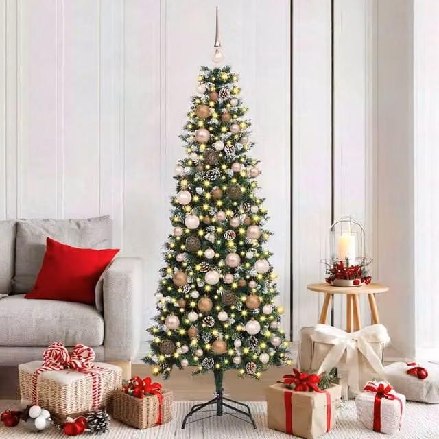 Berkfield Home Artificial Christmas Tree with 300 LEDs, Green, W/D/H: 76 x 76 x 180 cm – 1