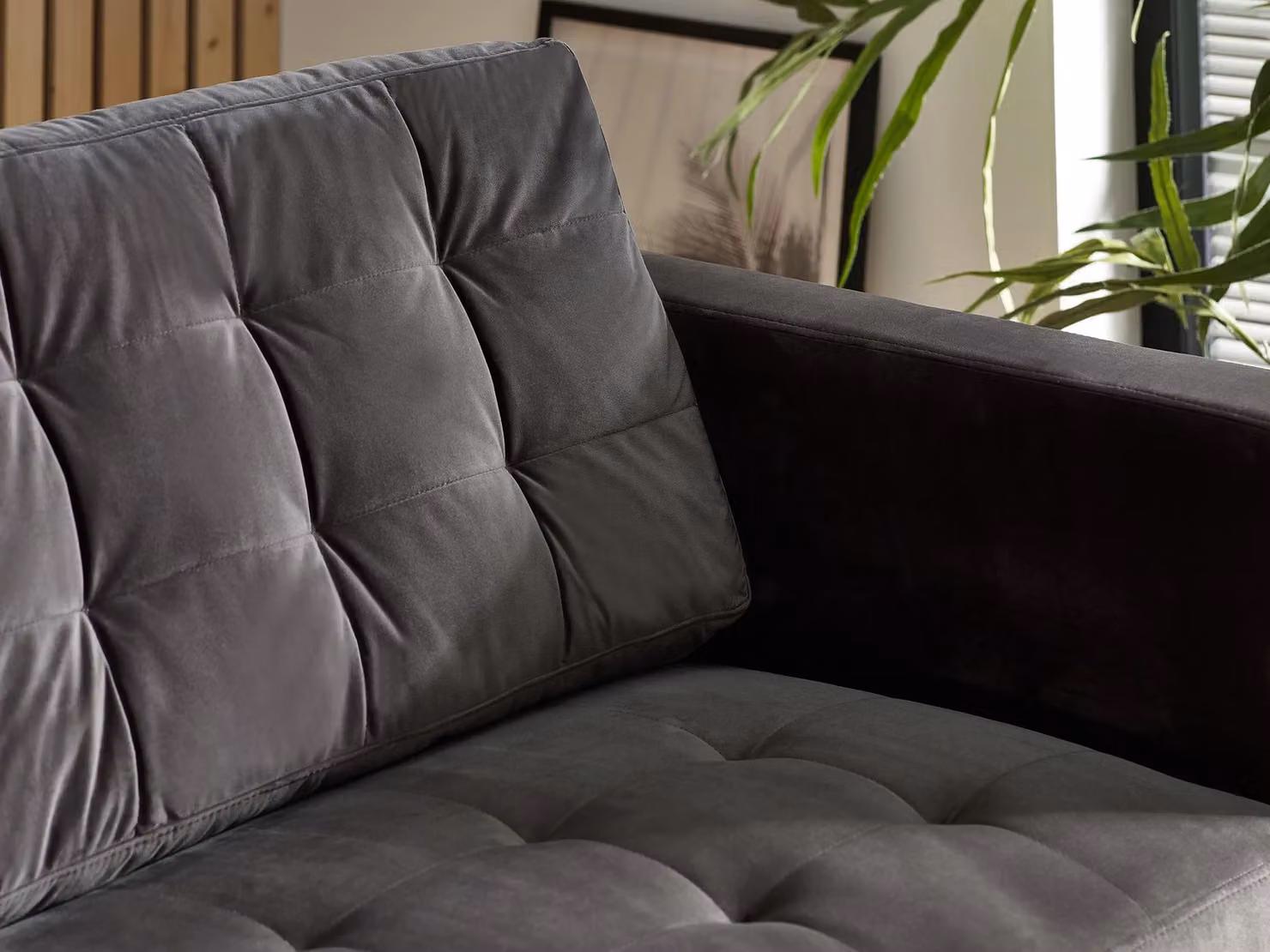 FurnitureboxUK Jade 3-Seater Modern Velvet Upholstered Sofa with Solid Wood Frame in Dark Grey – 4