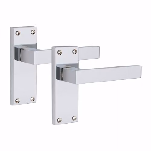 Golden Grace Straight Delta Latch Door Handles in Polished Chrome, 1 Pair