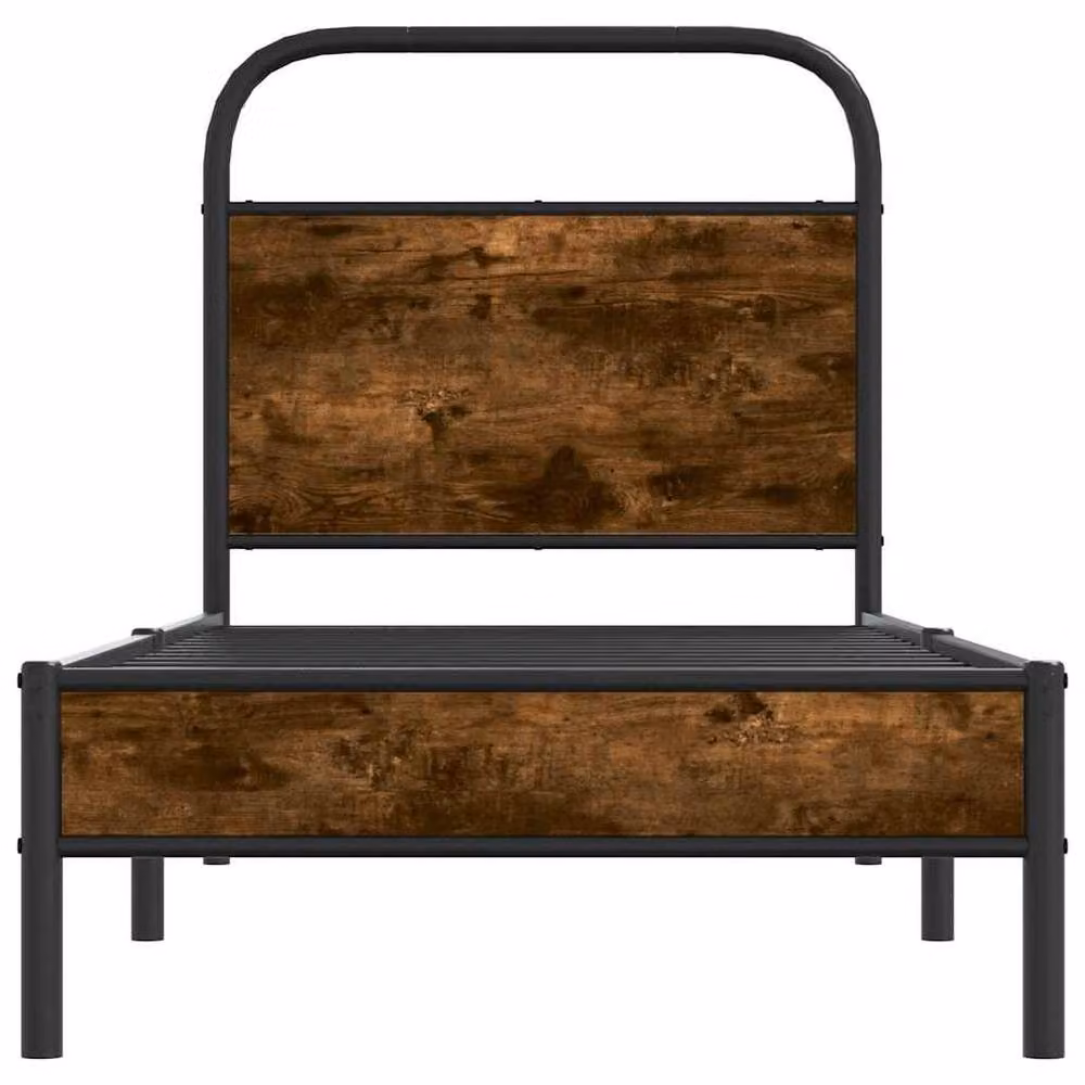 Berkfield Home Elegant Bed Frame in Smoked Oak Brown, W/D/H: 80 x 200 cm – 3