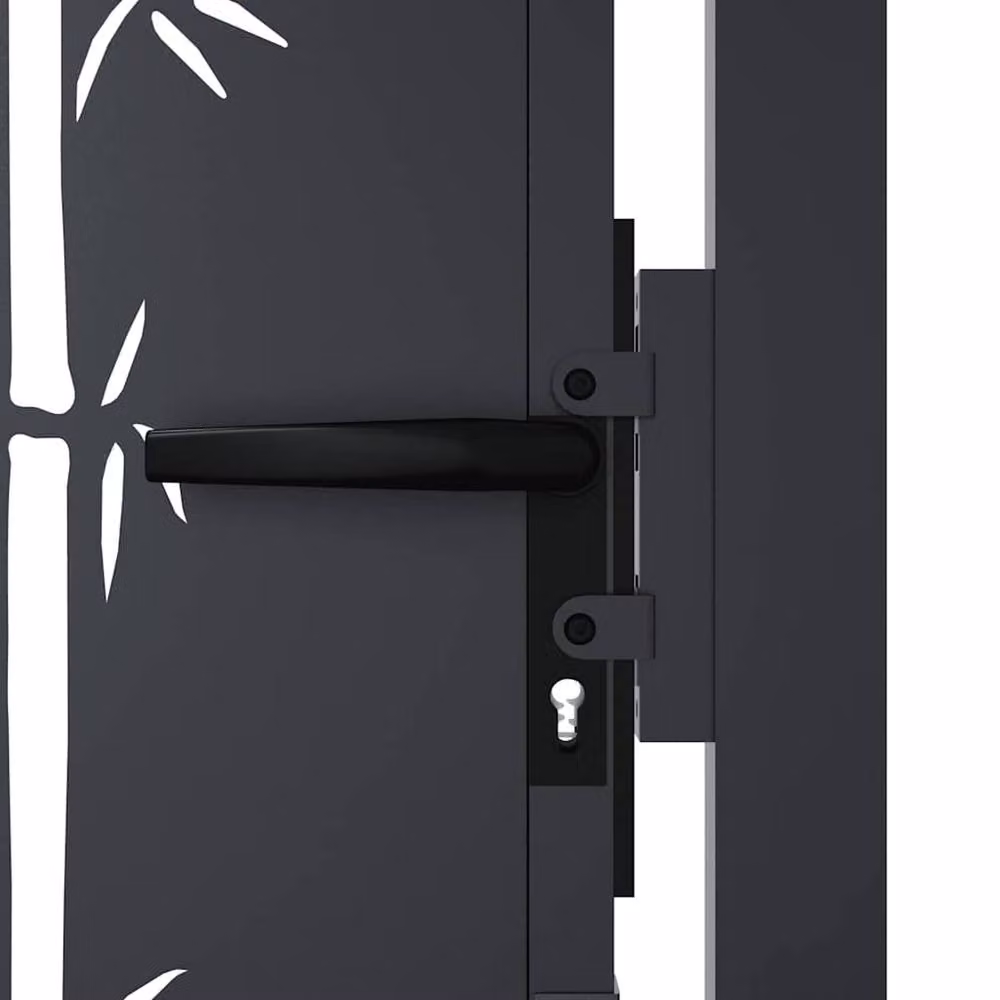Berkfield Home Beautiful Garden Gate in Anthracite Grey Steel with Bamboo Design, W: 105 cm, H: 205 cm – 5