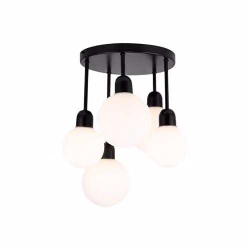 Cosylyte Modern Broome 5 Light Milk Glass Globe Ceiling Light, IP44 Bathroom Fixture, White, W/D/H: 39 x 39 x 44 cm – 1