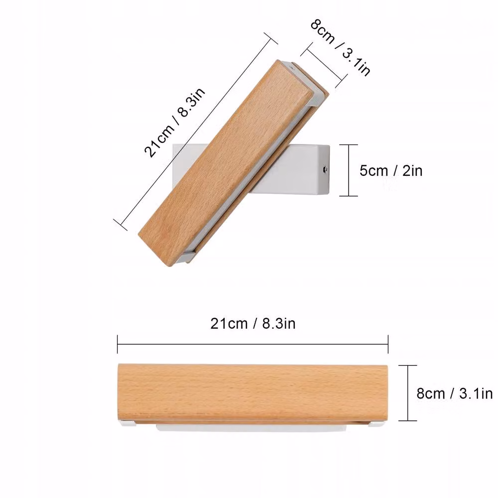 COMELY White Wooden LED Indoor Wall Lights with 360 Degree Rotatable Adjustable Design and 3000K Warm White Light – 3