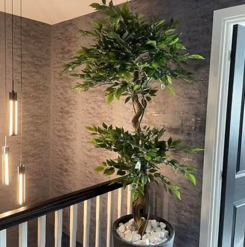 Leaf Design UK Large Twisted Ficus Artificial Green Tree, Height: 150 cm – 1