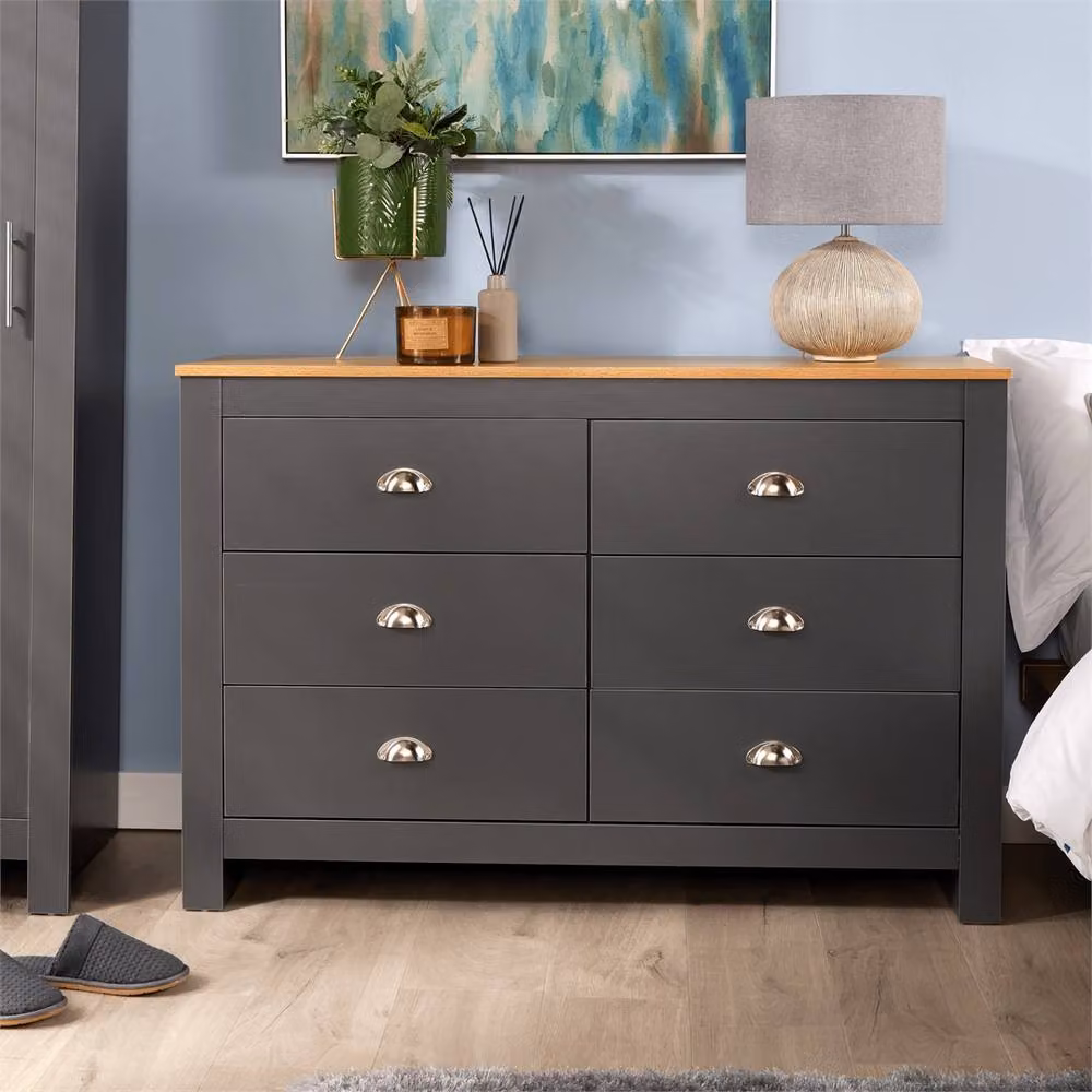 SPETLEK Modern Wooden 6-Drawer Chest of Drawers in Dark Grey Graphite – 2