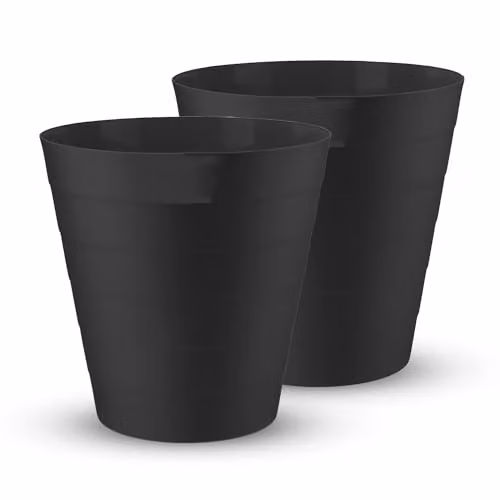 MantraRaj 6L Round Plastic Waste Paper Bin, Pack of 2, Black – 1