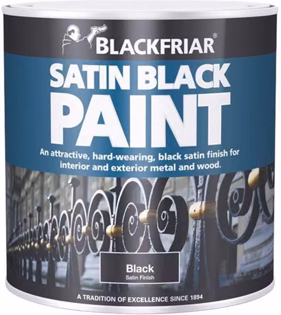 Blackfriar Satin Black Paint for Wood and Metal, 1 l, Black
