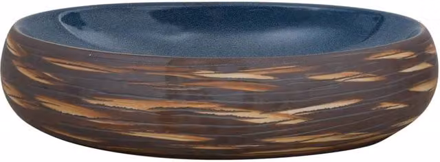 Berkfield Home Oval Ceramic Countertop Basin in Brown and Blue, W: 59 cm, D: 40 cm, H: 15 cm – 1