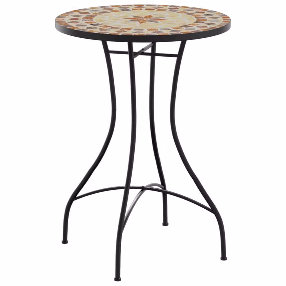 Berkfield Home Mosaic Bistro Table in Terracotta, White and Orange Ceramic and Metal, W: 50 cm, D: 70 cm – 2