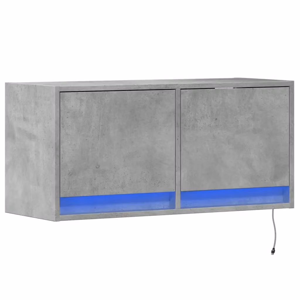 Berkfield Home Modern Wall Mounted TV Cabinet with Integrated LED Lights in Concrete Grey, W/D/H: 80 x 31 x 35 cm – 2