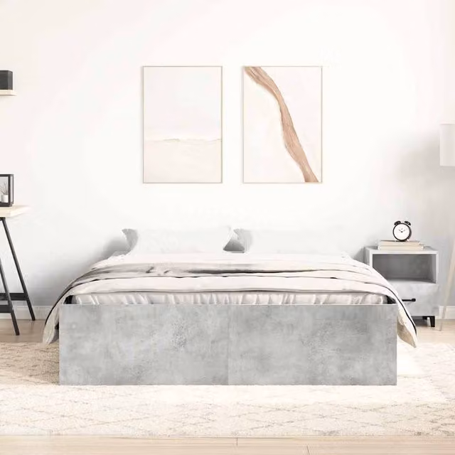 Berkfield Home Modern Bed Frame in Concrete Grey, W/D/H: 200 x 120 x 35 cm – 1