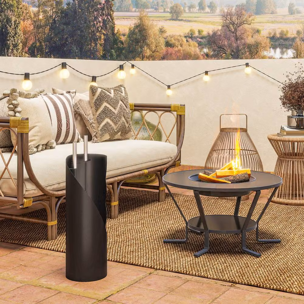 STILVORA Metal Fireplace Tools Set with Bucket in Black – 3