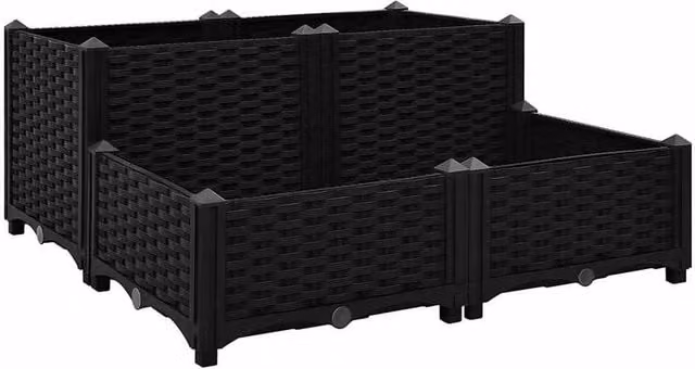Berkfield Home Black Polypropylene Raised Bed W/D/H: 80 x 80 x 38 cm – 1