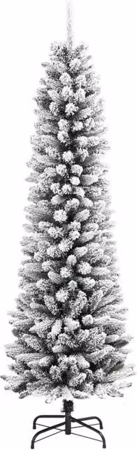 Berkfield Home Artificial Slim Flocked Snow Christmas Tree in White, Height: 240 cm