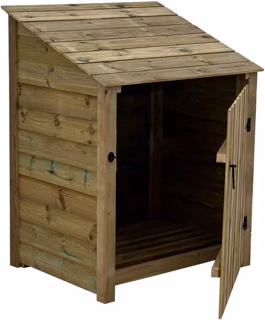 Arbor Garden Solutions Premium Wooden Tongue and Groove Log Store with Door in Natural Light Green, W/D/H: 126 x 87 x 80 cm