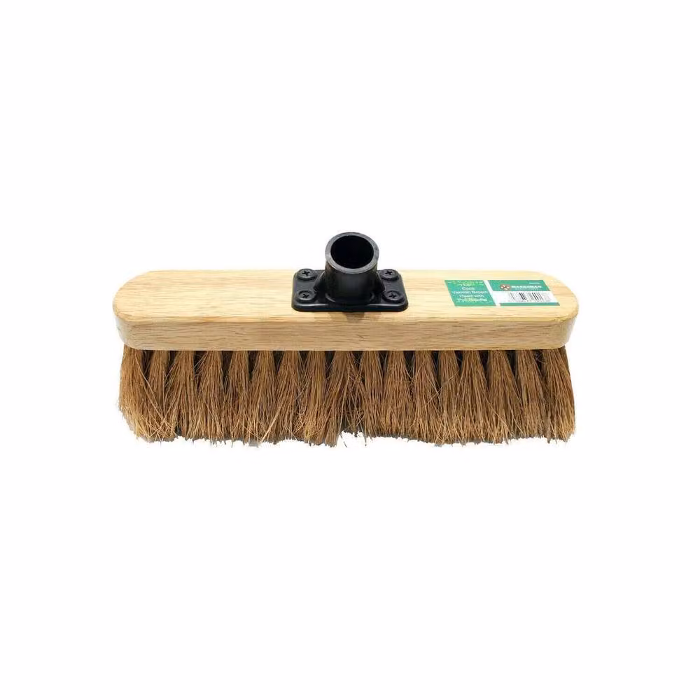 BARGAINS-GALORE 2 Pack Brown Wooden Soft Bristle Coco Broom Heads, Width: 30.48 cm – 2