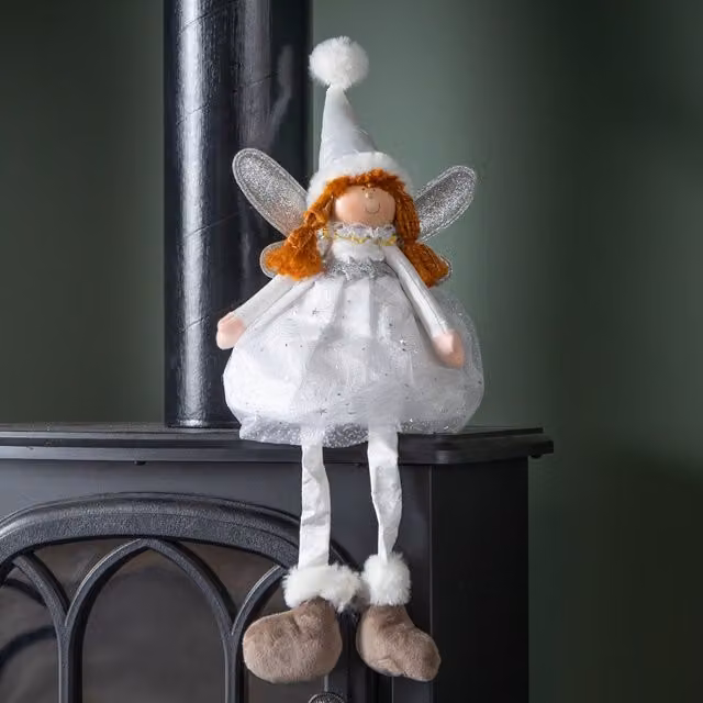 Samuel ALEXANDER Soft White Fairy Magic Christmas Tabletop Decoration with Dangly Legs, Height: 30 cm – 1