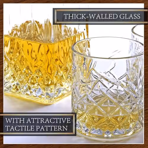 Kimm and Miller Whisky Gift Set with 900ml Geometric Glass Decanter, Glasses and Whisky Stones in Clear – 7