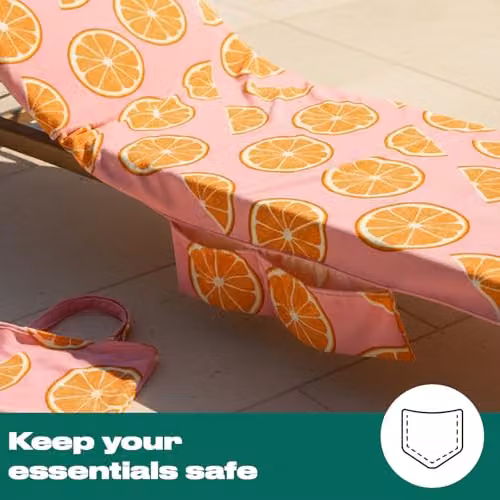 OHS Pink and Orange Print Microfibre Sun Lounger Beach Towel for Adults, W: 75 cm, L: 215 cm – 3